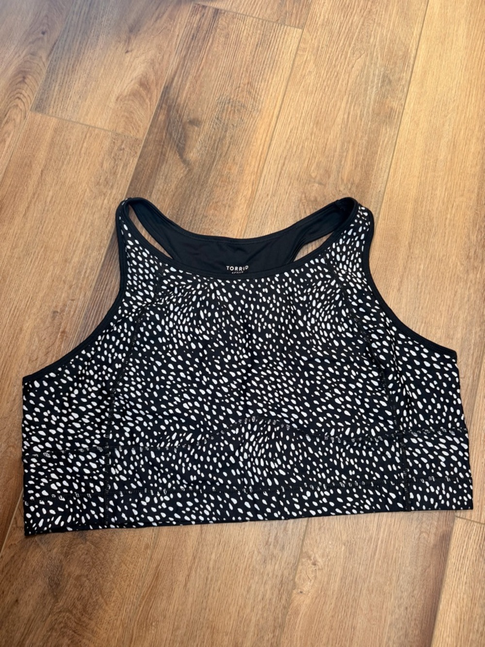 Torrid Active Black White Speckled Sports Bra 5X High Neck Racerback Plus Size